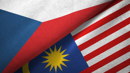 Czech Republic and Malaysia two flags textile cloth, fabric texture