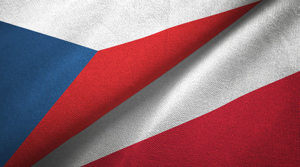 Czech Republic and Poland two flags textile cloth, fabric texture