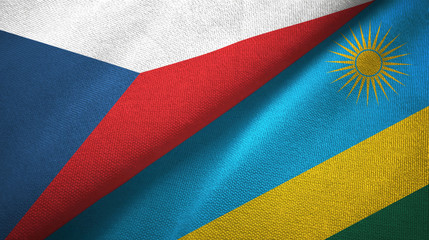 Czech Republic and Rwanda two flags textile cloth, fabric texture