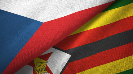 Czech Republic and Zimbabwe two flags textile cloth, fabric texture