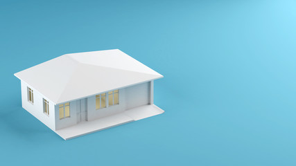 House model on blue background 3d illustration