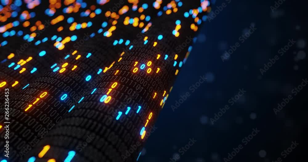 Poster Big data cloud computing internet of things IOT AI network technology. Seamless loop 4K VJ background. Data center digital code futuristic information technology. 3D rendering
