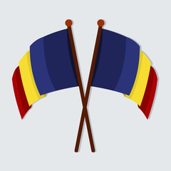 romania flags crossed vector symbol illustration