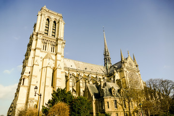 Notre Dame de paris Church cathedral detail, Photo image a Beautiful panoramic view of Paris Metropolitan City