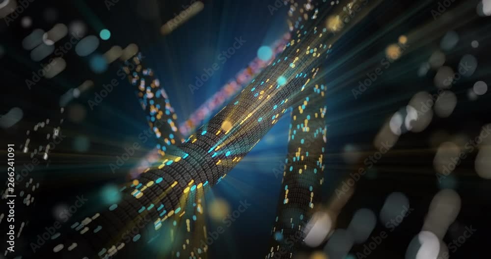 Poster Big data cloud computing internet of things IOT AI network technology. Seamless loop 4K VJ background. Data center digital code futuristic information technology. 3D rendering