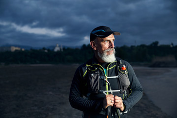 Old athlete with grey beard