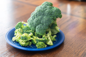 Raw fresh Organic Broccoli used to prepare a health meal