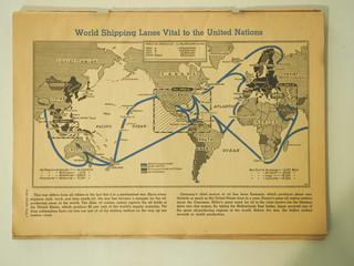 Map of World Shipping Lanes Vital to the UN in 1943