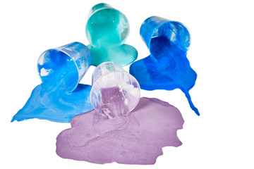 Fototapeta premium Spilled Lavender, Blue and Teal Paint