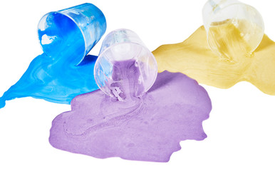 Spilled Lavender, Yellow and Blue Paint