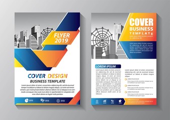 Business abstract vector template. Brochure design, cover modern layout, annual report, poster, flyer in A4 with colorful triangles, geometric shapes for tech, science, market with light background