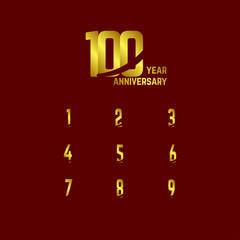 100 Year Anniversary Set Logo Vector Template Design Illustration