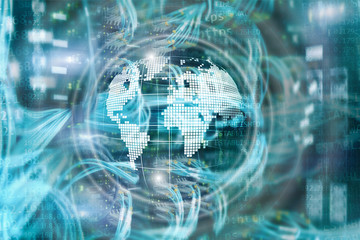 Planet Earth Hologram Globe Global communication World Wide Business concept.