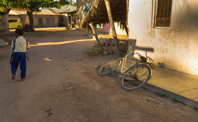 Dawn in a local African village. Zanzibar, Tanzania, Africa