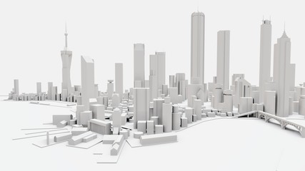 Naklejka premium Three-dimensional landscape of the modern city. The huge layout of the metropolis. 3D rendering.