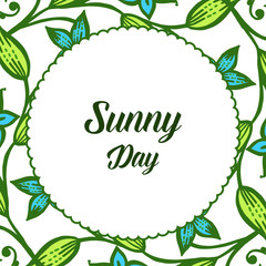 Vector illustration various writing sunny day for ornate of wreath frame