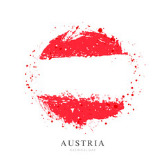 Austrian flag in the shape of a large circle. Vector illustration