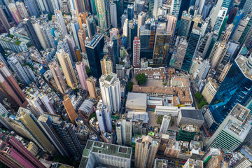 Fototapeta na wymiar Aerial view of Compact city of Hong Kong