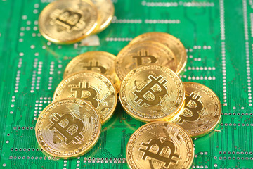 Encrypted currency bitcoin still life close-up