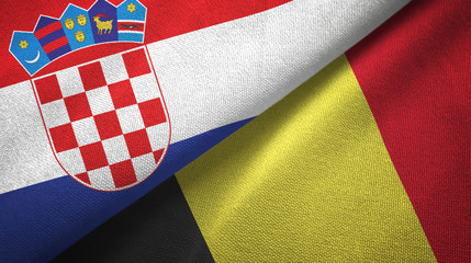 Croatia and Belgium two flags textile cloth, fabric texture