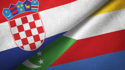 Croatia and Comoros two flags textile cloth, fabric texture