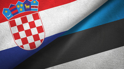 Croatia and Estonia two flags textile cloth, fabric texture