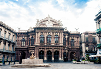 Fototapeta na wymiar Teatro Massimo Bellini, famous landmark of Catania, Sicily, Italy.