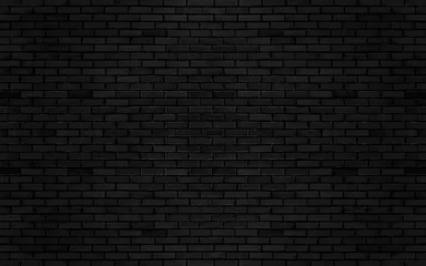 Papier Peint photo Lavable Mur de briques Mur de briques de couleur noire pour la conception de fond de maçonnerie.