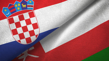 Croatia and Oman two flags textile cloth, fabric texture