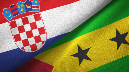 Croatia and Sao Tome and Principe two flags textile cloth, fabric texture