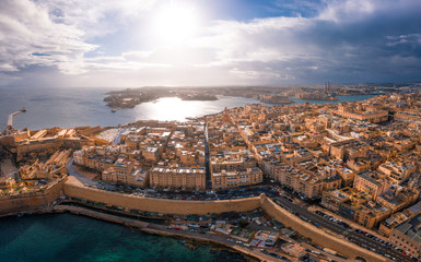 City of Valletta, capital of Malta, aerial view, island in Mediterranean sea