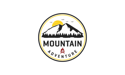 Outdoor adventure and mountain logo design. Retro design