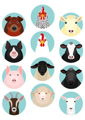 livestock faces set