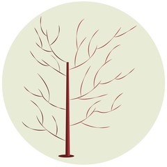 Red minimalistic tree silhouette on green background