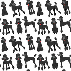 black poodle in action,seamless pattern