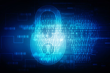 2d illustration Safety concept: Closed Padlock on digital background