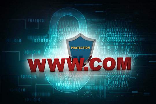 3d rendering WWW.com with shield