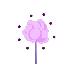 Single purple tree on a white background with circles
