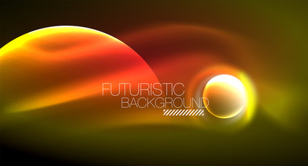 Vector glowing neon circles abstract background