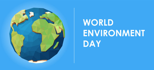 Concept of World Environment Day. Low poly illustration of earth with shadows. Save earth concept - vector graphics