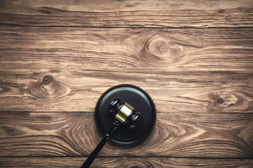 Judge Gavel on a wooden desk. Law concept