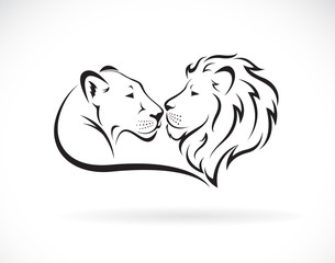Male lion and female lion design on white background. Wild Animals. Lion logo or icon. Easy editable layered vector illustration.