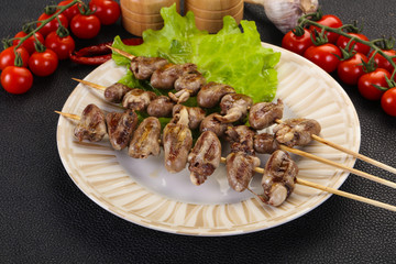 Chicken hearts skewer