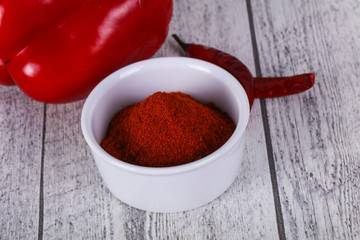 Paprika powder in the bowl
