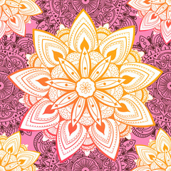 Ornamental seamless pattern with mandala. Vintage, paisley elements. Ornament. Traditional, Ethnic, Turkish, Indian motifs. Great for fabric and textile, wallpaper, packaging or any desired idea