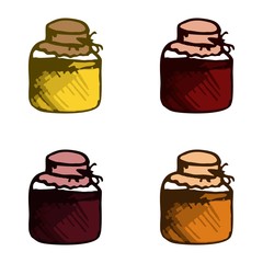 four jars on white 
