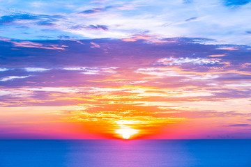 Beautiful tropical outdoor nature landscape of sea ocean at sunrise