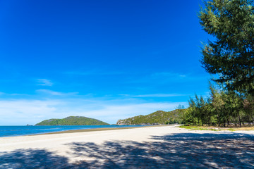 Beautiful outdoor nature landscape with tropical beach sea and ocean in Pranburi