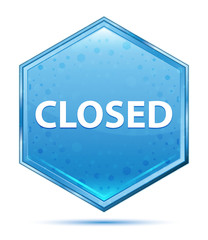 Closed crystal blue hexagon button