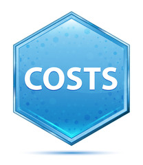 Costs crystal blue hexagon button